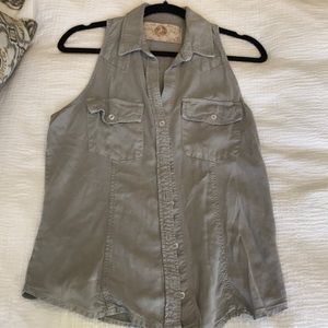 Grey button up tank top
